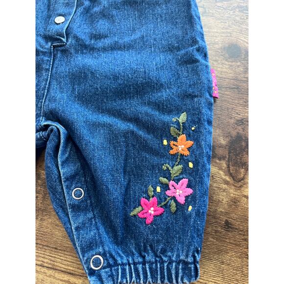 Cherokee Baby Play Wear 6 M Infant Girls Blue Jean Jumper Embroidery Kid Core - Picture 4 of 6